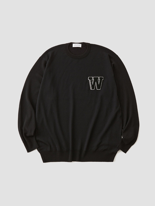 【White Mountaineering×JOHN SMEDLEY】クルーネック長袖ニットプルオーバー｜A4543 WM-R | 24G SWEATER SERIES 詳細画像 BLACK 2